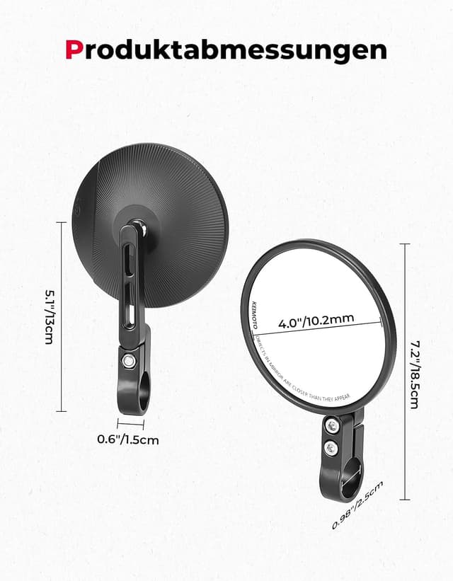 Thumbnail 6 de KEMIMOTO CNC Motorrad Spiegel E24 geprüft – 360° drehbar, 2 Stück Lenkerendenspiegel für viele Lenker