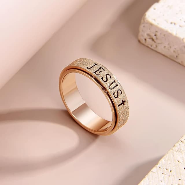 Thumbnail 6 de OreilleStar Fidget Spinner Anxiety Ring for Women (Jesus Cross) — Stainless Steel Thumb Ring, Sizes 5–10