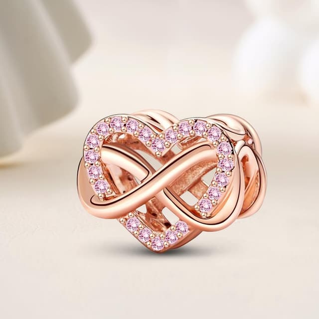 Detalle 2 de Ruaidhra Sterling-Silber Charms-Anhänger (925), Herz/Kreuz/Blumen/Kleeblatt/Schildkröte Tiermotive als Charm Clip Stopper für Armband & Kette