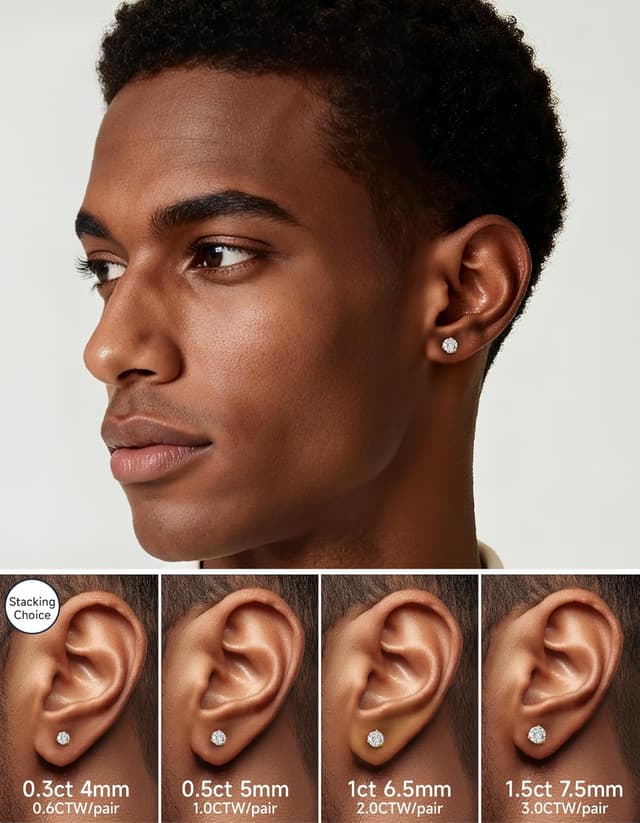 Detalle de MomentWish Moissanite Ohrstecker aus 925 Silber, 0,6–3 Karat – vergoldet, hypoallergen