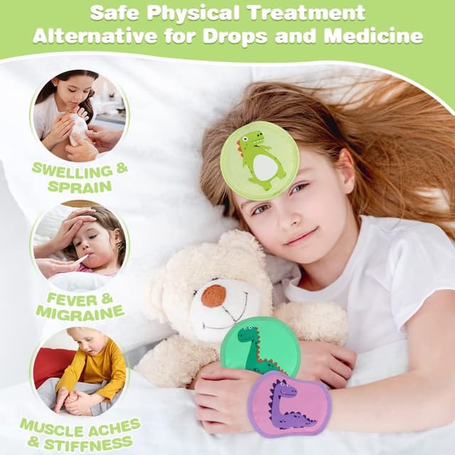 Detalle 2 de Hilph 4.7" Kids Ice Pack Set (3-Pack) for Bumps, Bruises & Fever Relief