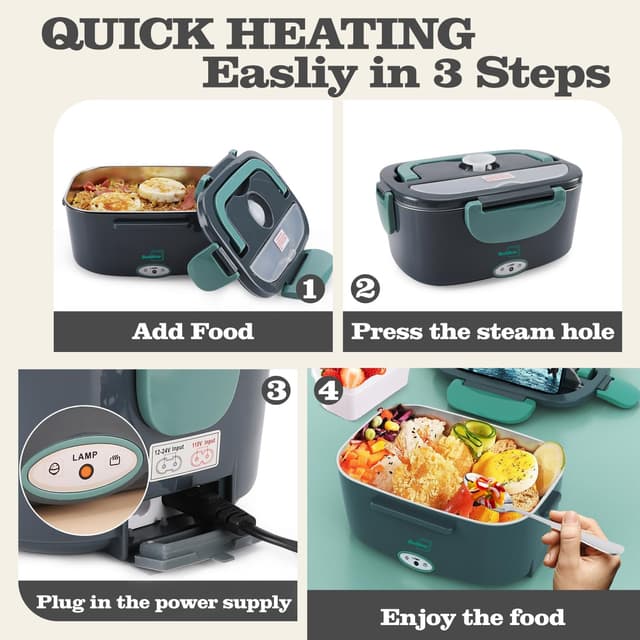 Detalle 2 de Buddew Electric Heated Lunch Box 1.5L 80W