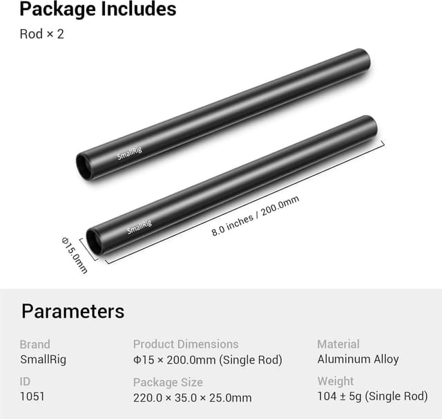 Thumbnail 6 de SMALLRIG 15mm Rod 20 cm pour follow focus 🎥