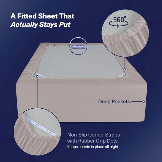 Detalle 2 de Kickoff Viscose Bamboo Sheets King Size 4-Piece Set (Dark Grey)