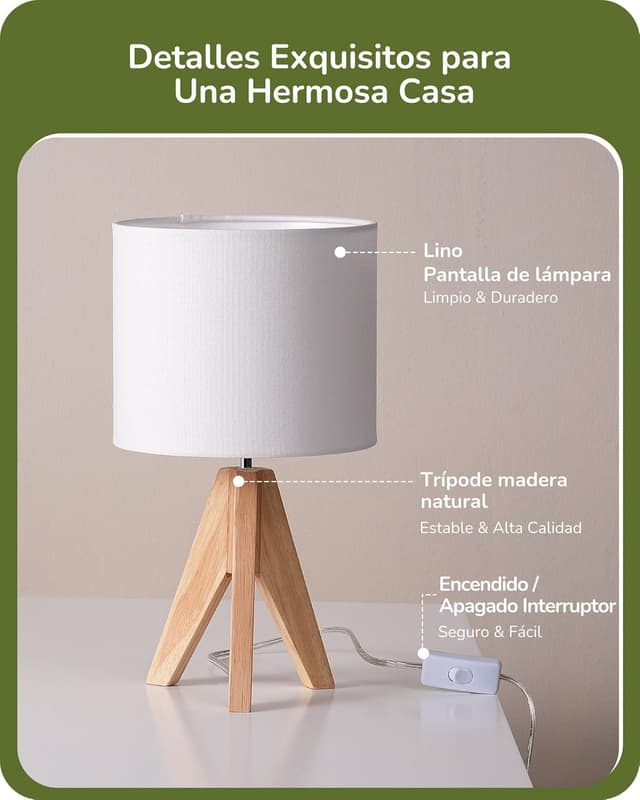 Thumbnail 4 de EDISHINE Lámpara de Mesa Vintage, Elegante Dúo LED 🛋