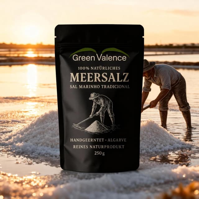 Detalle de GreenValence Sal Marinho Tradicional – 100 % naturbelassenes grobes Meersalz aus der Algarve (500 g)