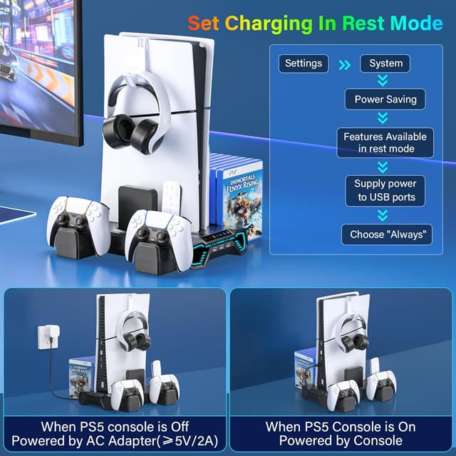 Thumbnail 6 de ZRZLMVP PS5 cooling station, RGB stand