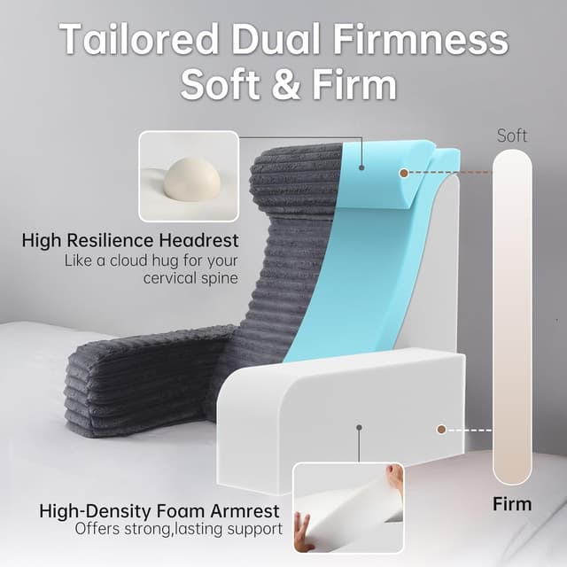 Thumbnail 3 de ENITYA 22" XL Back Pillow for Bed Reading with Arms ๐