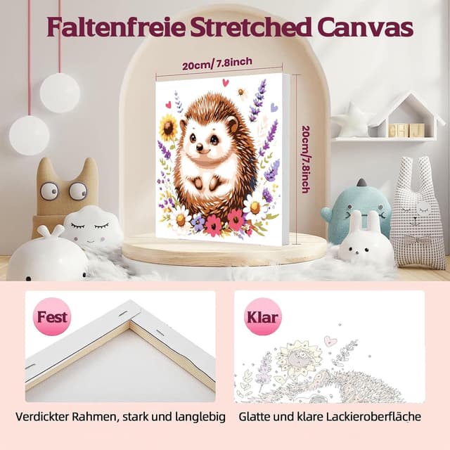 Detalle 2 de Pujeknm Tiere Malen nach Zahlen 20x20 cm