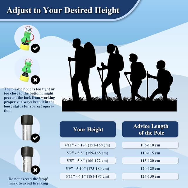 Detalle 1 de TheFitLife trekking poles 2 pack, 26 to 51in