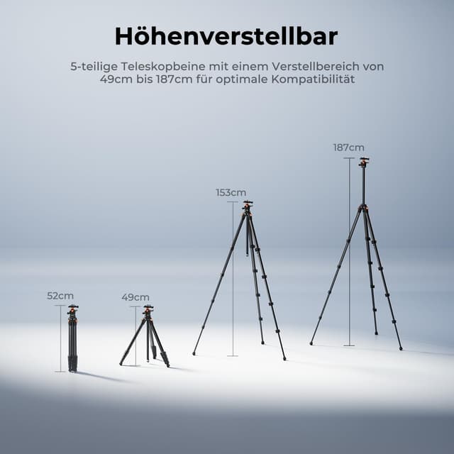 Detalle 2 de K&F CONCEPT A305A1+BH-40 Stativ 187 cm