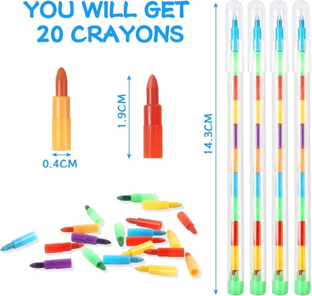 Detalle 2 de Vicloon 20 pastelli a cera impilabili, colorati (11 colori) per scuola creativa e regali