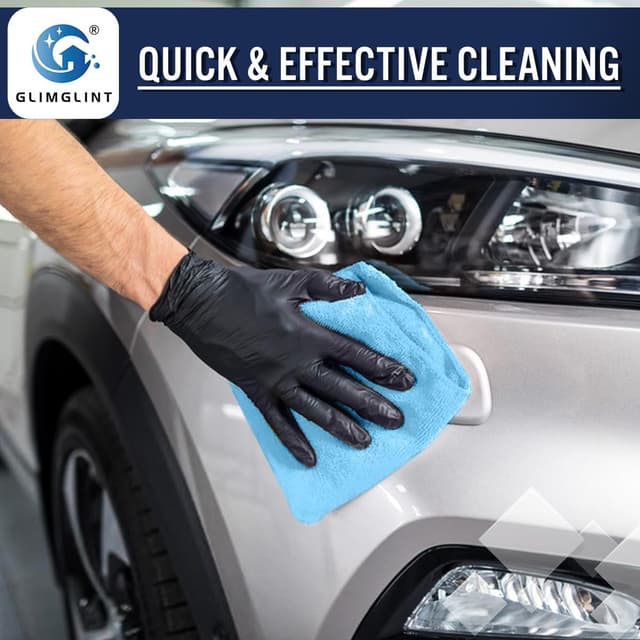 Detalle de GLIMGLINT Blue Microfiber Cleaning Cloths (14" x 12") — 150 Reusable Shop Rags for Kitchen, Bathroom, Car & TV Screens