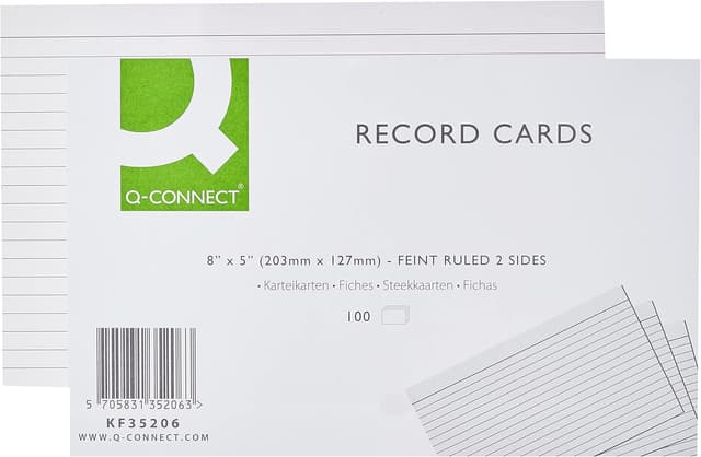 Detalle 2 de Q-Connect record card 203x127mm ruled