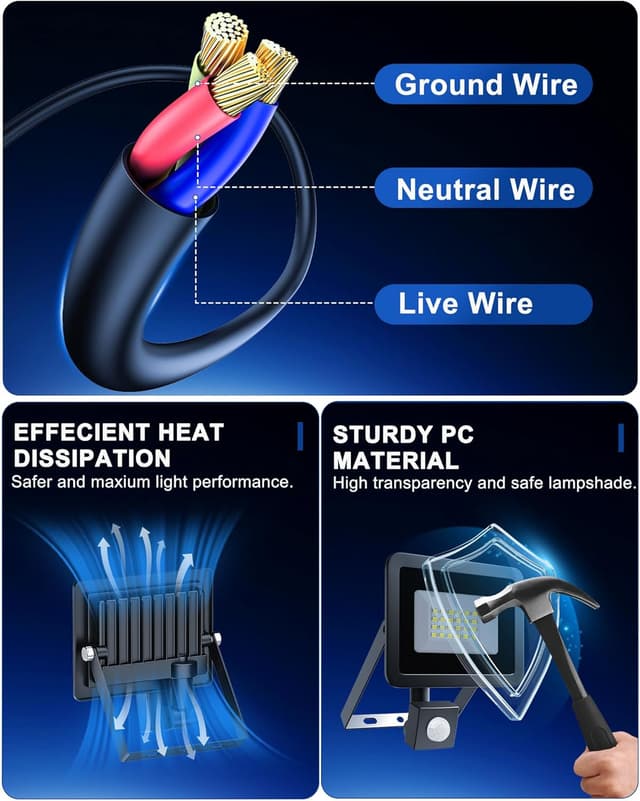Detalle 2 de LED Strahler mit Bewegungsmelder für außen – 20 W, 2.000 lm, 24 LED, 6.500 K, IP65