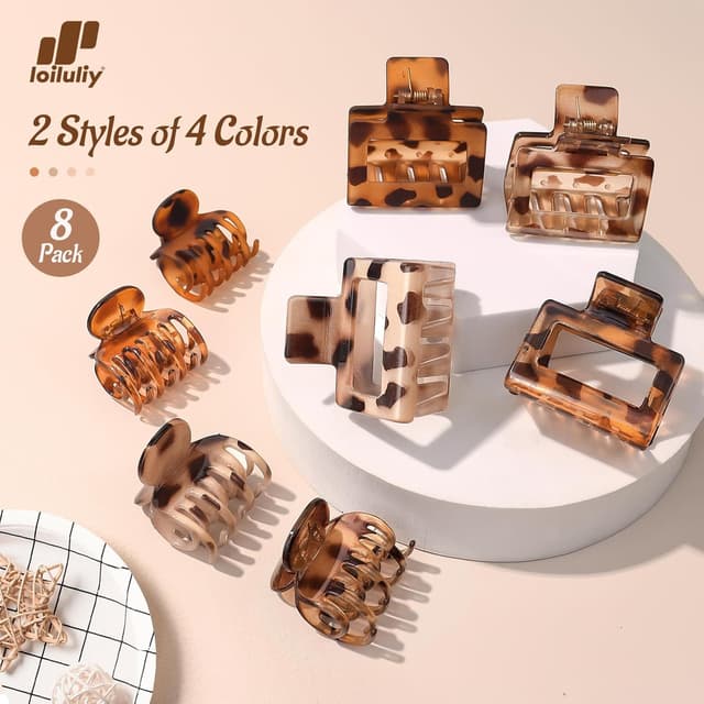 Thumbnail 6 de Loiluliy Haarklammern Klein Set im Leopardenmuster – 8 Stück für mittleres bis dünnes Haar