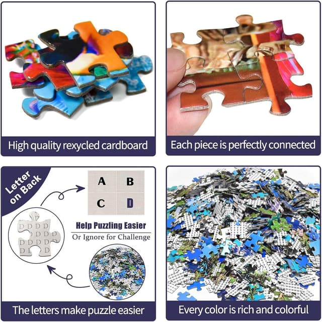 Detalle 2 de MOJIGE Puzzle 1000 Teile „Fantasie-Baumhäuser“ für Erwachsene, 70 x 50 cm