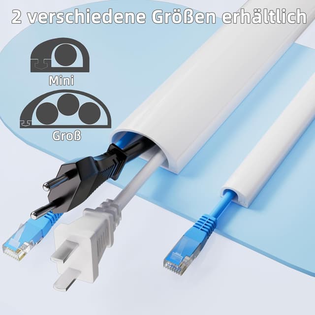 Detalle de Weißer selbstklebender Kabelkanal aus Silikon – flexible Kabelabdeckung, 3 m Länge (27 × 15 mm, für 2–3 Kabel)