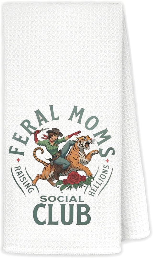 Detalle de EVER-GOING TUNE Fun Feral Moms Kitchen Towel 16x24