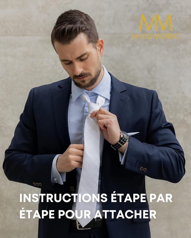 Detalle 2 de Massi Morino Cravate Homme 5-en-1 Coffret