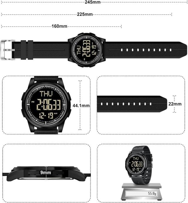 Detalle 1 de WIFORT Digitaluhr 5 ATM mit Wecker