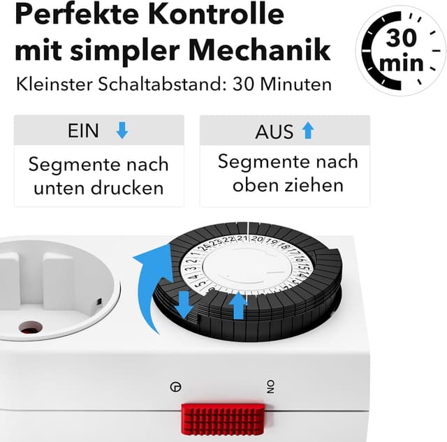 Thumbnail 6 de HBN Mechanische Zeitschaltuhr Steckdose 3680 W Timer