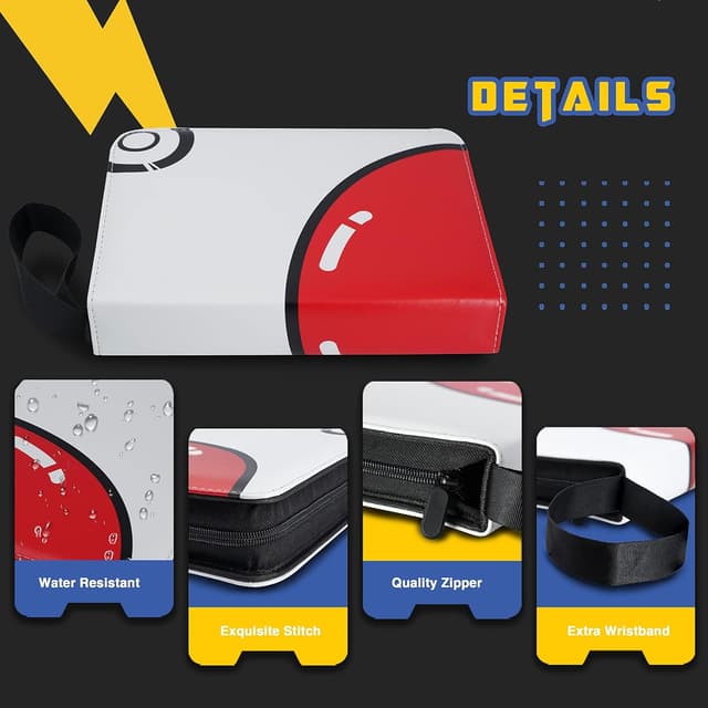 Detalle de Card Binder for Pokémon – 4-Pocket Zipper Binder with 60 Removable Pages (480 Storage)