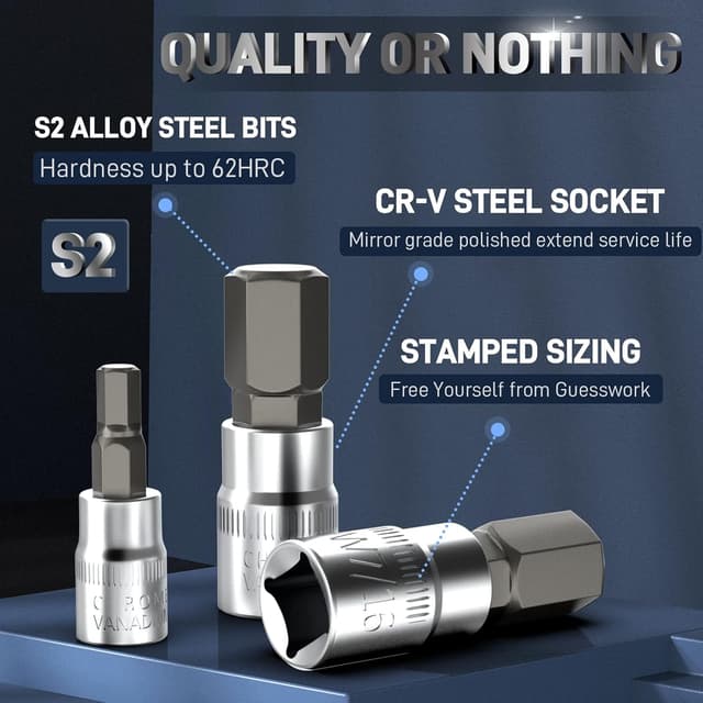 Thumbnail 1 de DISEN 32-Piece HEX Bit Socket Set 32pc
