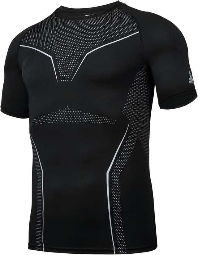 Detalle de AMZSPORT chemise de compression homme à manches courtes – couche de base à séchage rapide