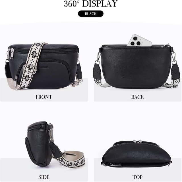 Thumbnail 6 de MUIIKOLA Kleine Damen-Umhängetaschen: Bauchtasche/Crossbody Bag mit RFID-Kartenschlitzen