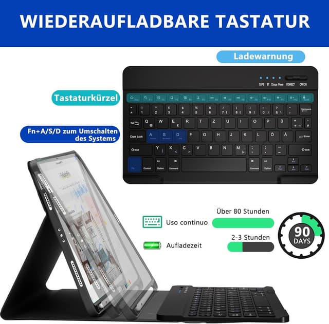 Detalle 2 de HOTLIFE iPad Air Tastaturhülle 60–80 Std
