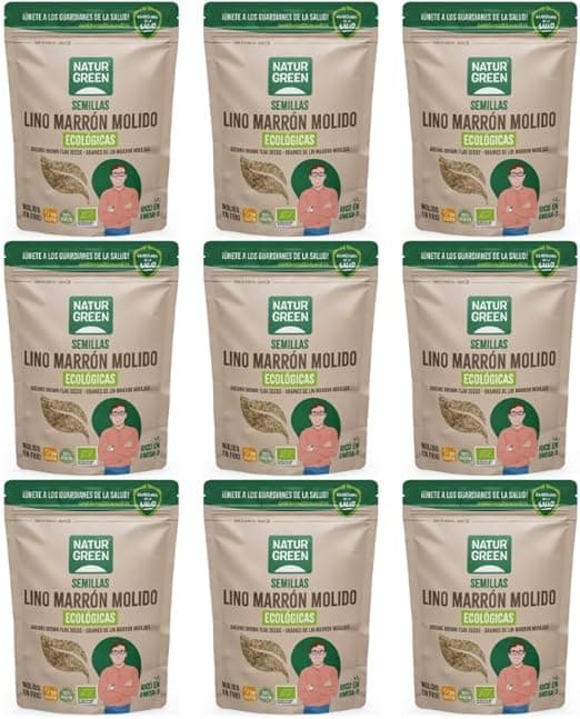 Imagen de NaturGreen Semillas de Lino Marrón Molido Bio 🌱 Pack 9x150g en OfertitasTOP