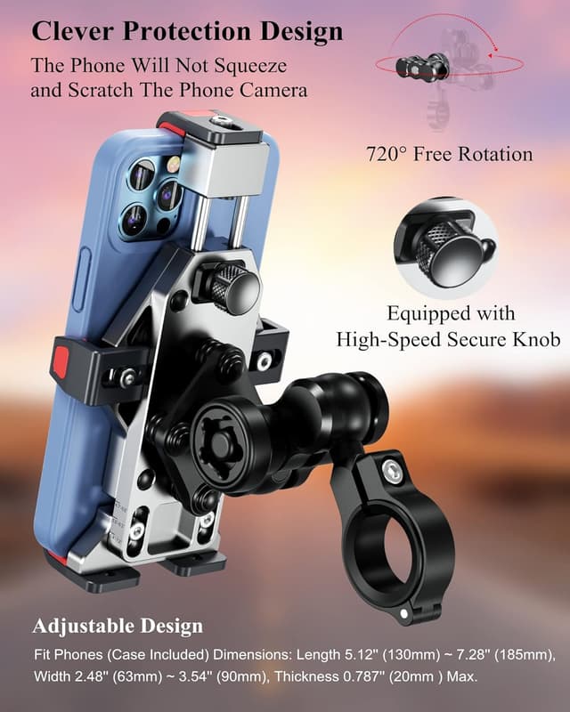 Thumbnail 4 de BRCOVAN Aluminium Motorrad-Handyhalterung