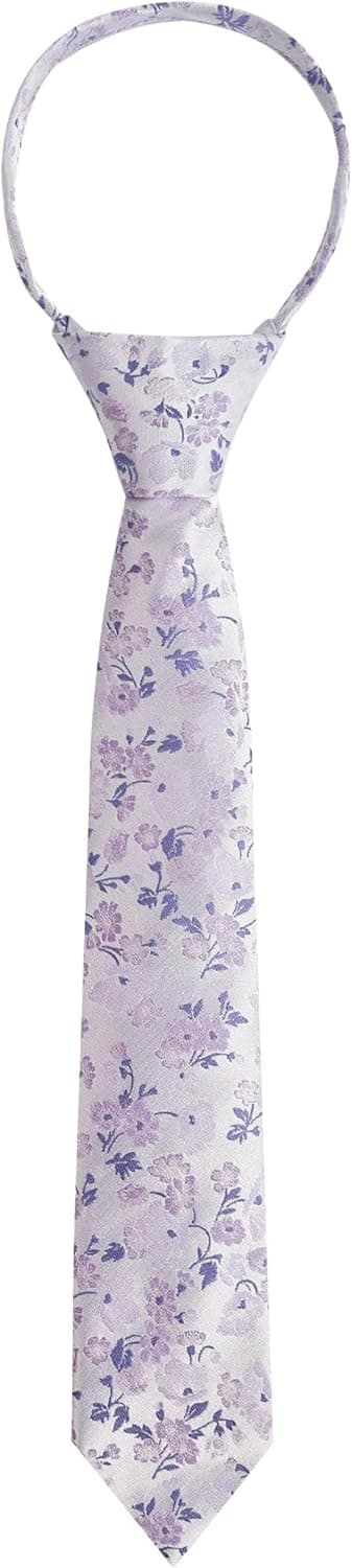 Detalle de Alizeal Boys 7cm Floral Pre-Tied Necktie (13-inch length) – Elastic adjustable for graduation, school and weddings