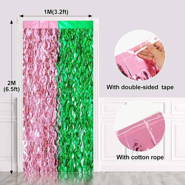 Thumbnail 1 de G2PLUS G2PLUS Rosa GrĂŒn Lametta Vorhang 1x2 m đ