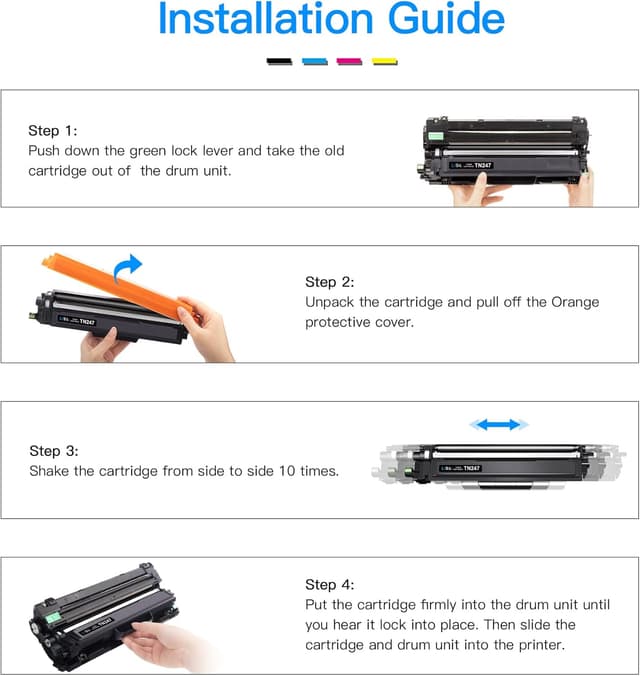 Detalle 2 de LxTek TN-247/TN-243 Compatible Toner 4-pack (Black, Cyan, Magenta, Yellow) for Brother