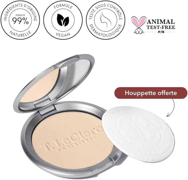 Detalle de T. LeClerc Poudre de Riz Compacte 05 Camélia – poudre teint matifiante et fixatrice longue tenue