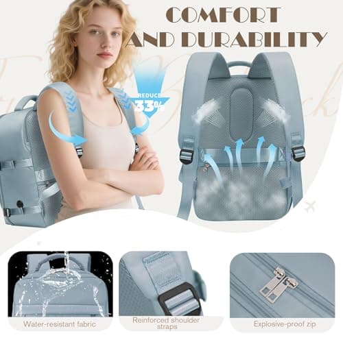 Detalle 1 de Yankony mochila de viaje cabina 30L 45x36x20 con bolsillo antirrobo (azul)