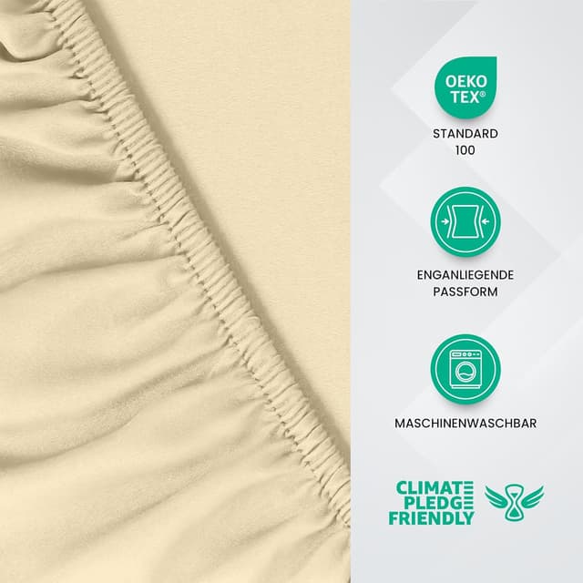 Detalle de Spannbettlaken 180x200 cm in Beige – Utopia Bedding, 35 cm Taschen, gebürstete Polyester-Mikrofaser (OEKO-TEX)