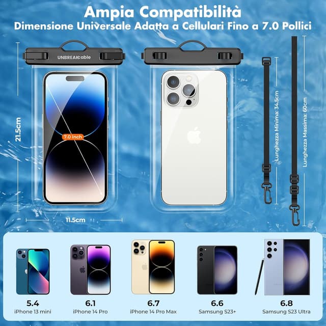 Detalle 1 de Custodia impermeabile IPX8 30 m per smartphone