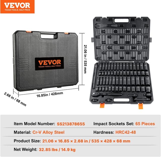 Thumbnail 6 de VEVOR 65-piece Impact Socket Set