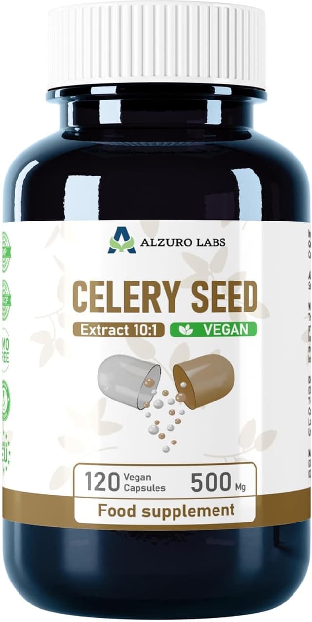Detalle de Alzuro Labs Extrait de graines de céleri 500 mg (10:1) – 120 gélules végétaliennes