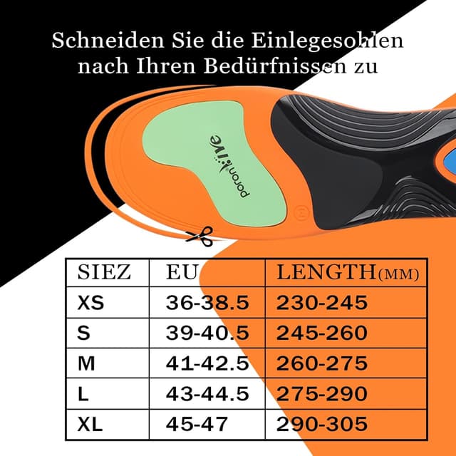 Detalle de GemChve orthopädische Einlegesohlen gegen Fersensporn & Plantarfasziitis (TPU) – für Herren & Damen, Orange