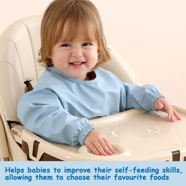 Detalle de PewinGo Lätzchen zum Abstillen mit langen Ärmeln & BLW – wasserdicht, leicht zu reinigen