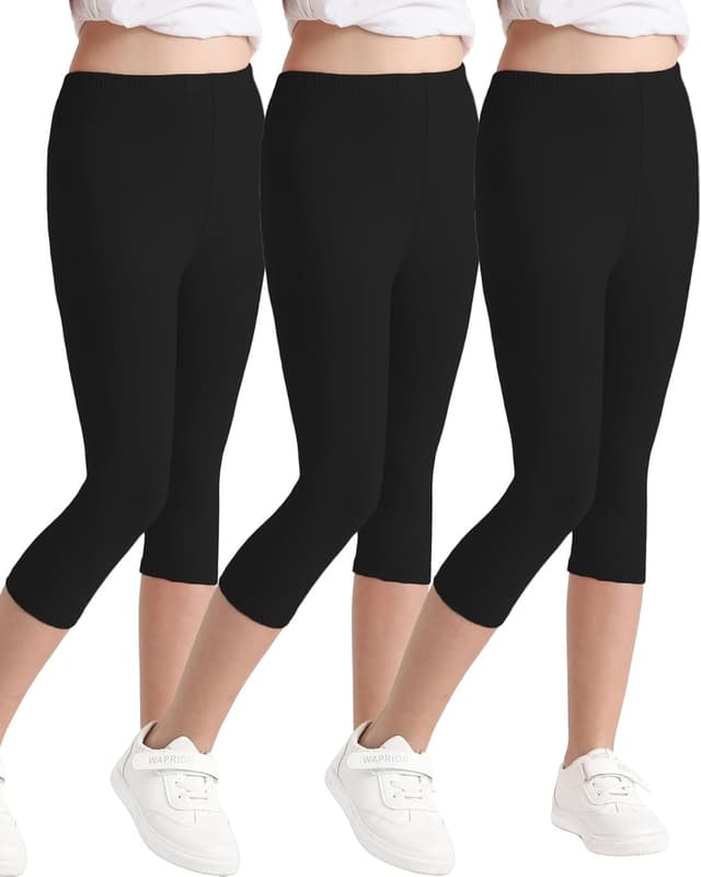 Detalle 2 de Domee Mädchen 3/4 Leggings Caprihose aus Baumwolle (3er-Pack)