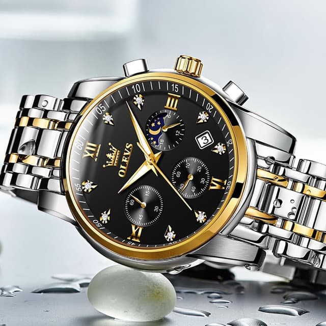 Detalle 2 de OLEVS Herrenuhr 42 mm Quarz mit Datum