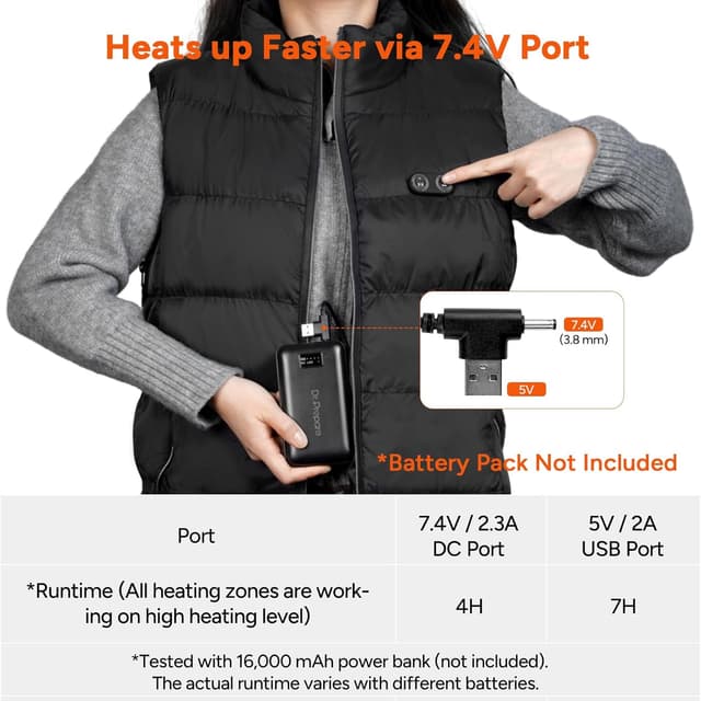 Thumbnail 2 de DR.PREPARE Heated Gilet Unisex heated vest with 3 levels