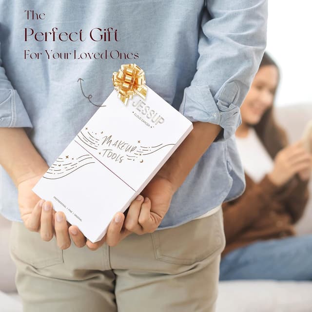 Detalle 2 de Set Jessup de 14 pinceaux maquillage (fond de teint, poudre, blush, yeux) + éponge + tapis de nettoyage