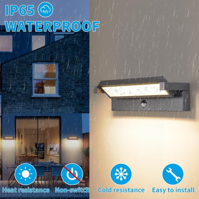 Detalle de Applique da parete moderna con rilevatore di movimento LED 36 W IP65 3000 K (bianco caldo) – per esterno e interno