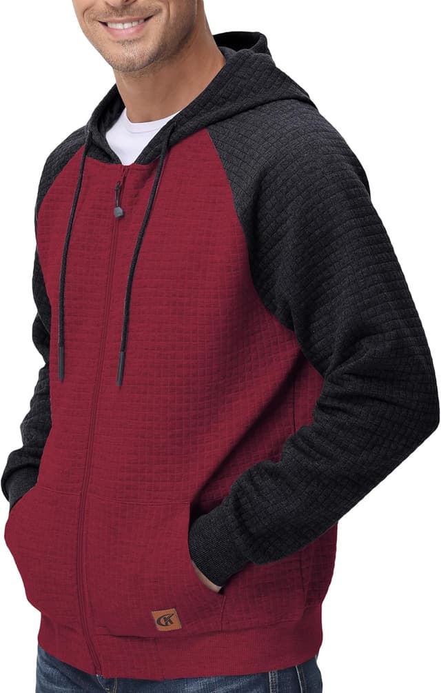 Detalle de Tyhengta Herren Kapuzenpullover mit Reißverschluss – Sport-Sweatjacke mit Taschen